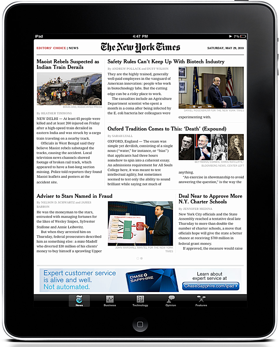 iPad ganha espaço como leitor de notícias