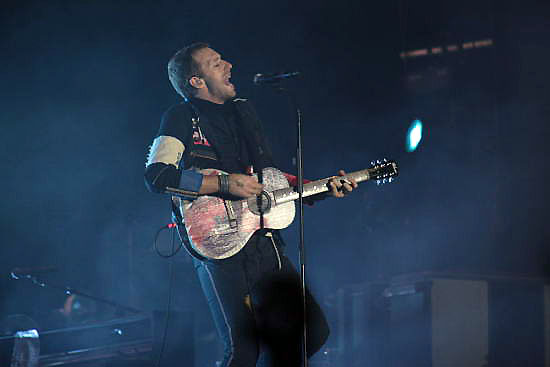 Chris Martin em show do Coldplay no Brasil. MRossi/Divulgação