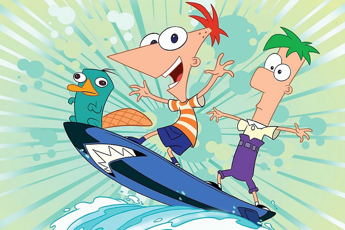 Os meio-irmãos Phineas e Ferb e seu mascote aprontam muito em novo filme. Divulgação