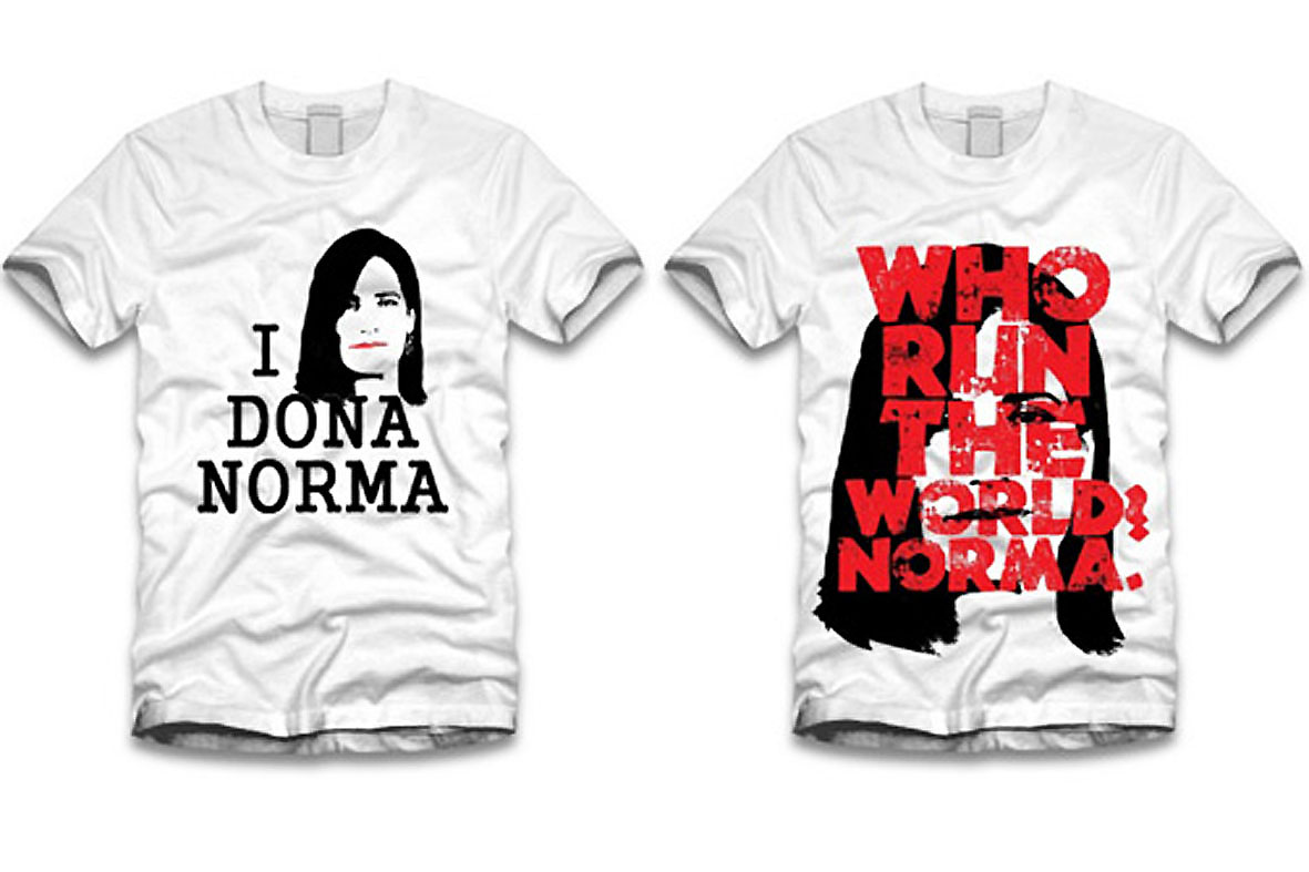 Modelos divertidos de camisetas trazem Norma como estampa. Divulgação/novelafashoionweek.com