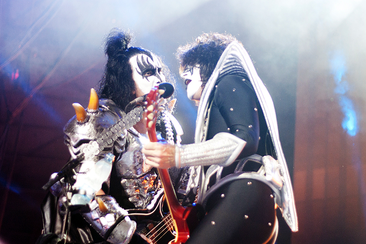 Kiss: Gene Simmons e Paul Stanley em química total no palco. Foto:  Fabiana Menine/BR Press