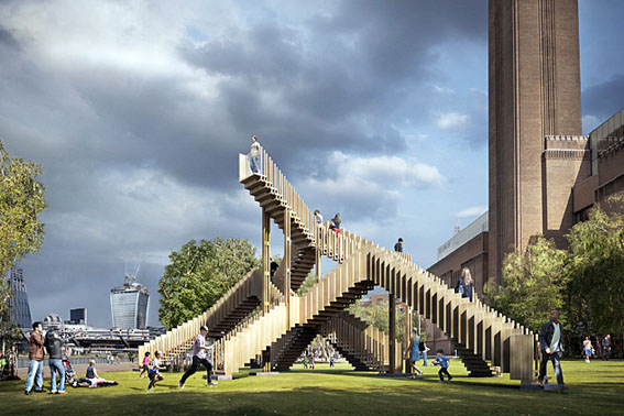Escada infinita marca abertura do Festival de Design em Londres. Reprodução