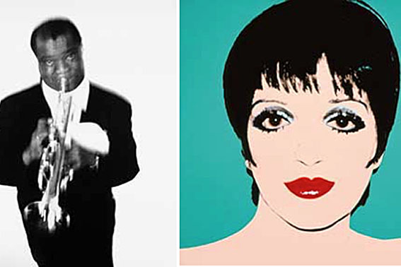 Louis Armstrong por Richard Avendon e Liza Minelli por Andy Warhol. Reprodução: Divulgação