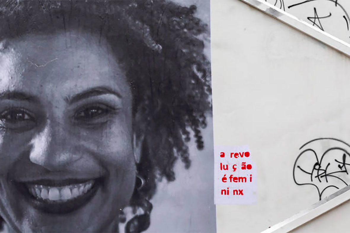 Marielle Franco retratada num muro em São Paulo: homenagem póstuma. Foto: brpress