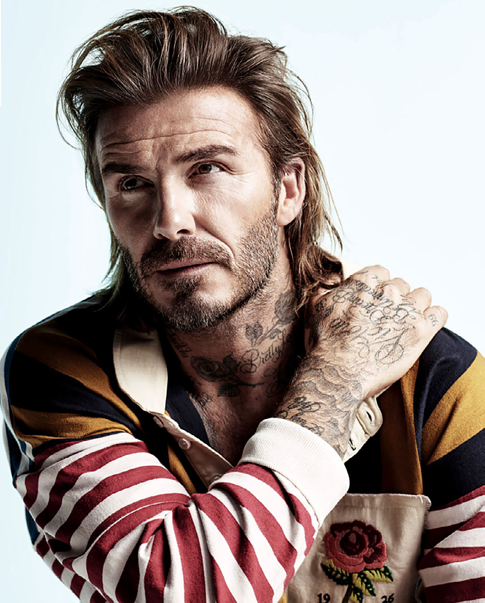 David Beckham veste camisa de rúgbi da Kent & Curwen: peça icônica. Foto: Divulgação
