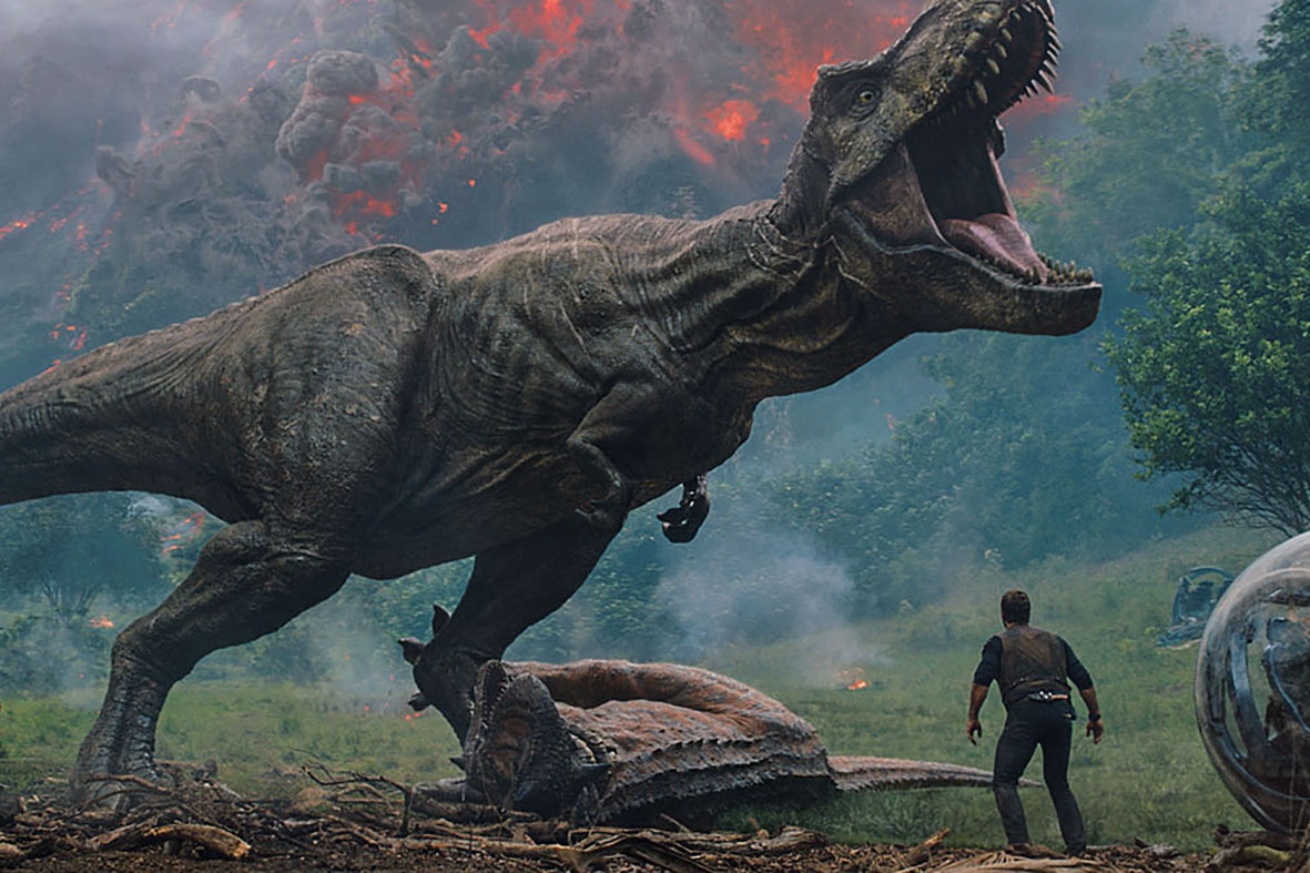 Cena de Jurassic World: Reino Ameaçado. Além do filme