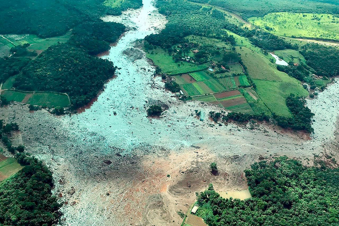 Área equivalente a mais de um milhão de metros quadrados ou 125 campos de futebol foi atingida após o rompimento da barragem da Vale em Brumadinho. Foto: Isac Nóbrega/Ibama