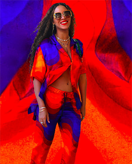 Beyoncé veste conjunto colorido do estilista belga Dries Van Noten. Foto: beyonce.com