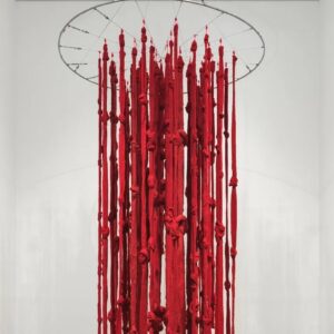 Installation view of Quipu Womb (The Story of the Red Thread, Athens), 2017, Cecilia Vicuña, on display at Tate Modern (Image credit: © Cecilia Vicuña)